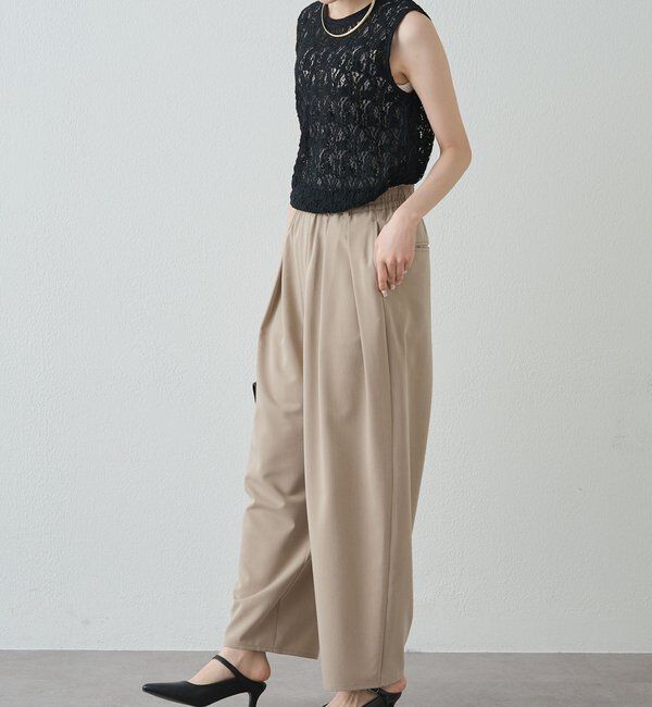  「ストレッチレースノースリーブTシャツ」|キャミソール|