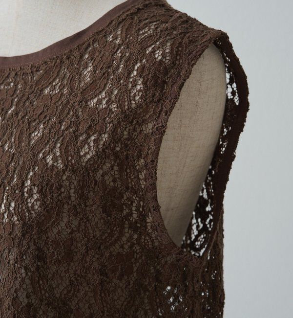  「ストレッチレースノースリーブTシャツ」|キャミソール|