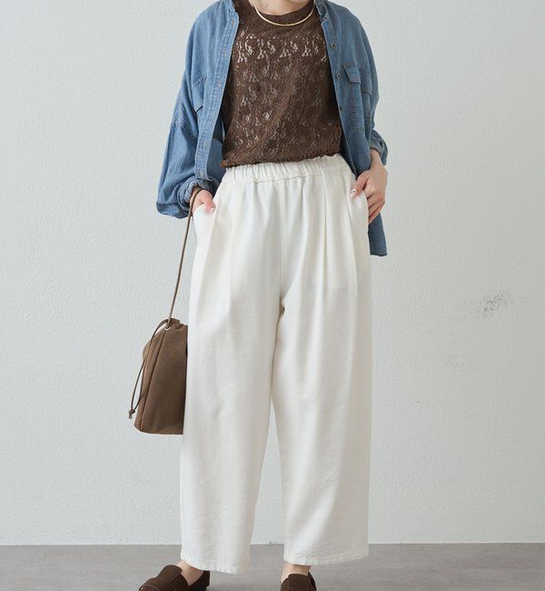  「ストレッチレースノースリーブTシャツ」|キャミソール|