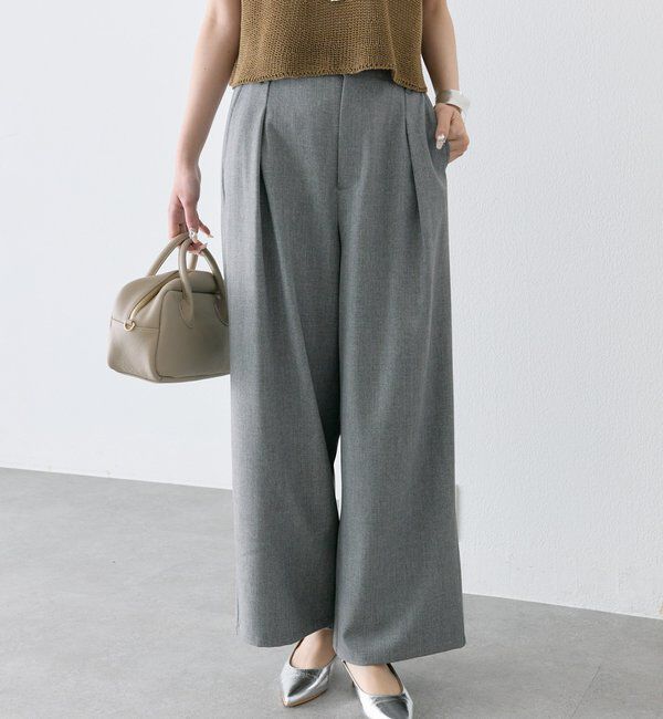  「【接触冷感】ストレートシルエットスラックスパンツ」|スラックス|グレー系その他