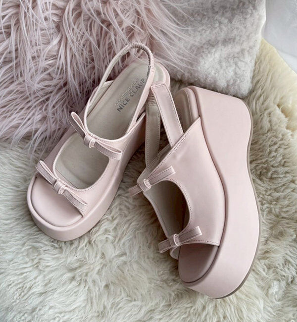  「マイナス３キロ見えリボンサンダル」|その他|ピンク