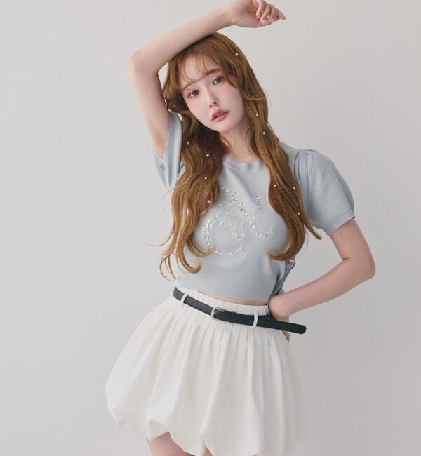  「ベルト付きプリーツバルーンミニスカート」|スカート|