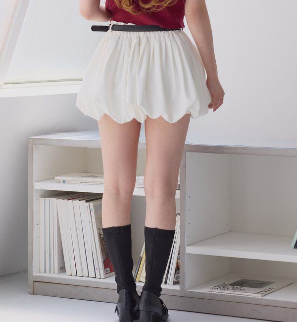  「ベルト付きプリーツバルーンミニスカート」|スカート|