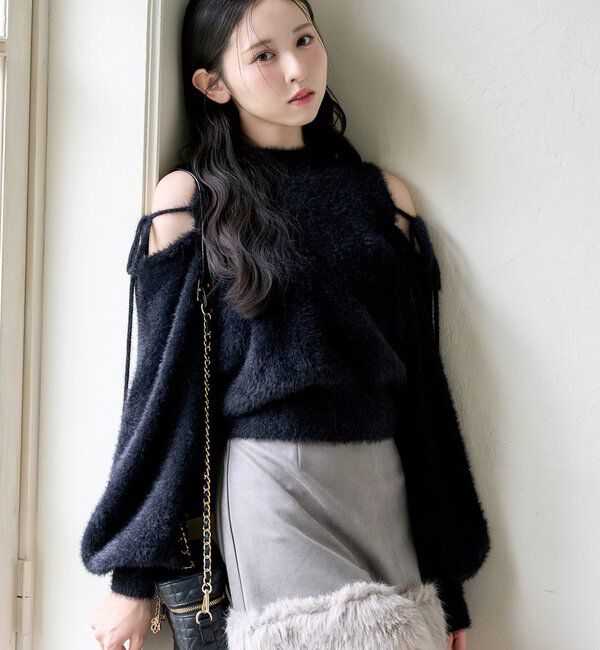  「2way肩あきシャギーニット」|ニット・セーター|