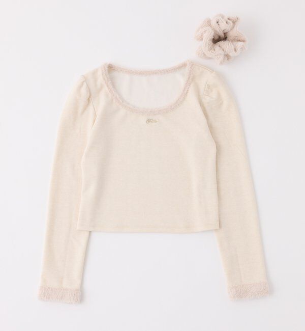  「フェザーシュシュ付きトップス」|プルオーバー|