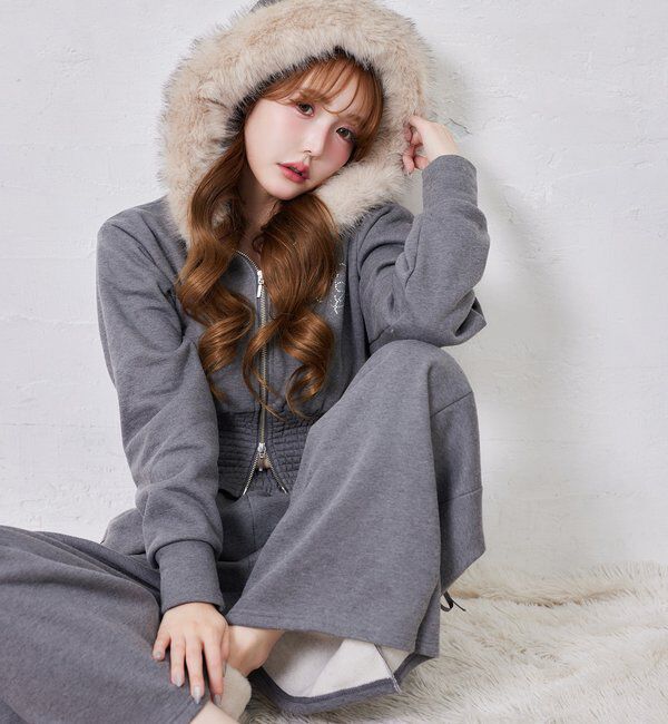  「【セットアップ可能】フェイクファーパーカー」|プルオーバー|