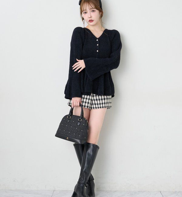  「バックリボンフェザーペプラムニット」|ニット・セーター|