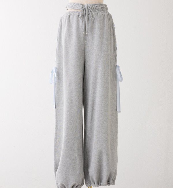  「【セットアップ可能】サイドカットレースアップスウェットパンツ」|その他|