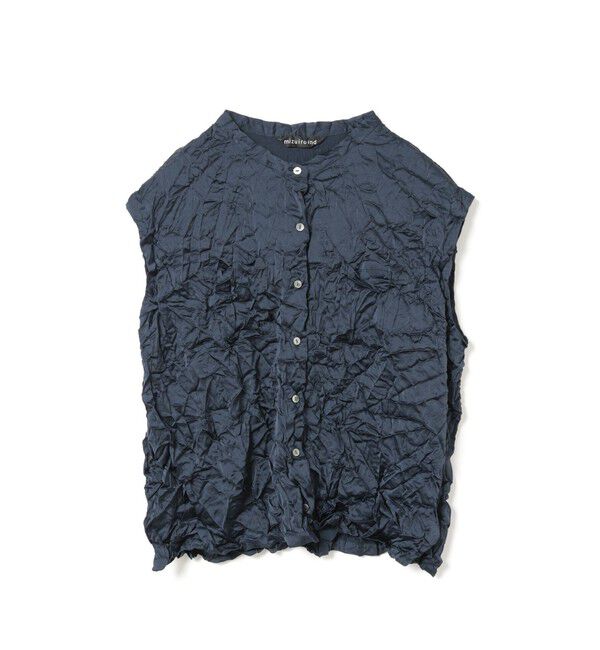 mizuiro ind「mizuiro ind ワッシャーノースリーブシャツ」|シャツ・ブラウス|ネイビー