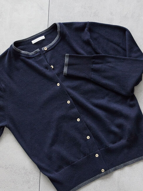 Te chichi「メタル釦クルーネックカーディガン」|カーディガン|ネイビー