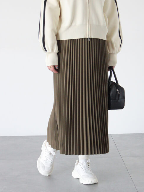 Lugnoncure「【選べる着丈】無地/柄アソートプリーツスカート」|スカート|カーキ