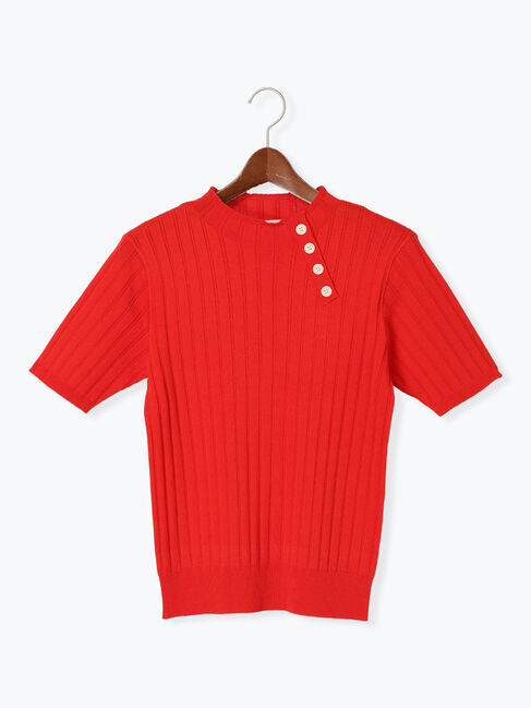 Te chichi TERRASSE「アシメ釦リブニット」|ニット・セーター|レッド