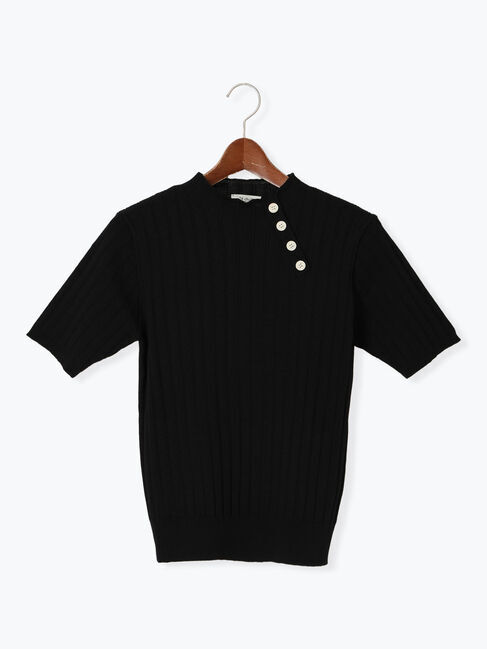 Te chichi TERRASSE「アシメ釦リブニット」|ニット・セーター|ブラック