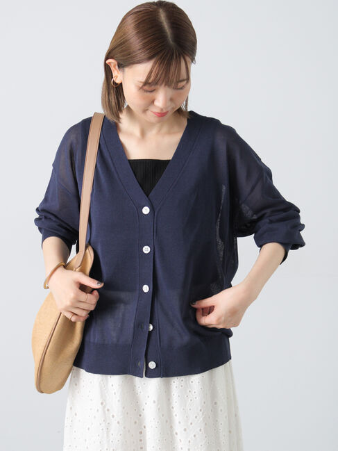 Lugnoncure「【接触冷感】無地/柄アソートVネックカーディガン」|カーディガン|