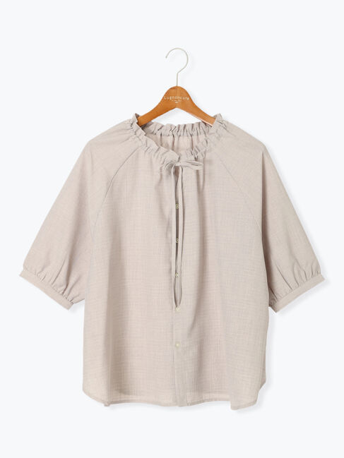 Lugnoncure「【接触冷感】麻調フリル衿ブラウス」|シャツ・ブラウス|