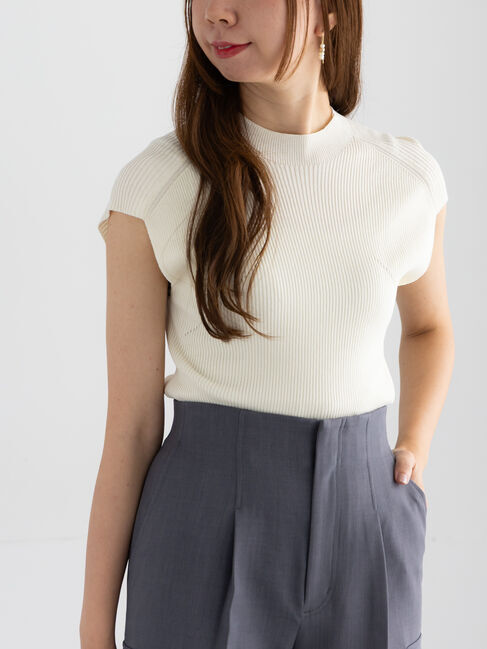 Te chichi「フレンチスリーブハイネックプルオーバー」|ニット・セーター|オフホワイト