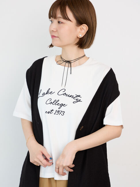 Lugnoncure「【接触冷感】刺繍ロゴTシャツ」|Tシャツ・カットソー|オフホワイト