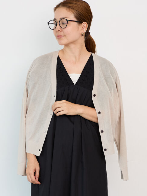 Lugnoncure「麻タッチVネックカーディガン」|カーディガン|ベージュ