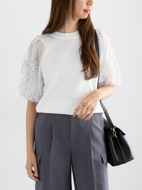 Te chichi「レースバルーンスリーブニット」|ニット・セーター|オフホワイト