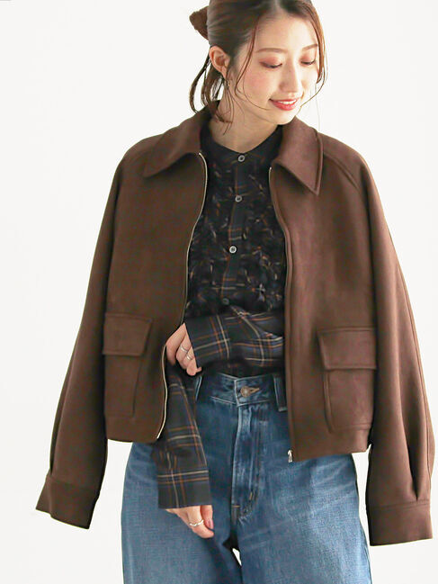 Te chichi「ファブリックアソート衿付きブルゾン」|ブルゾン・スタジャン|ブラウン