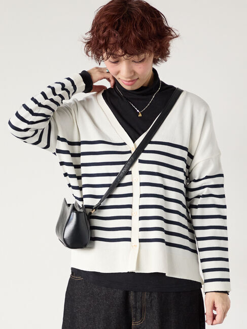 Lugnoncure「無地/柄アソートVネックカーディガン」|カーディガン|オフホワイト