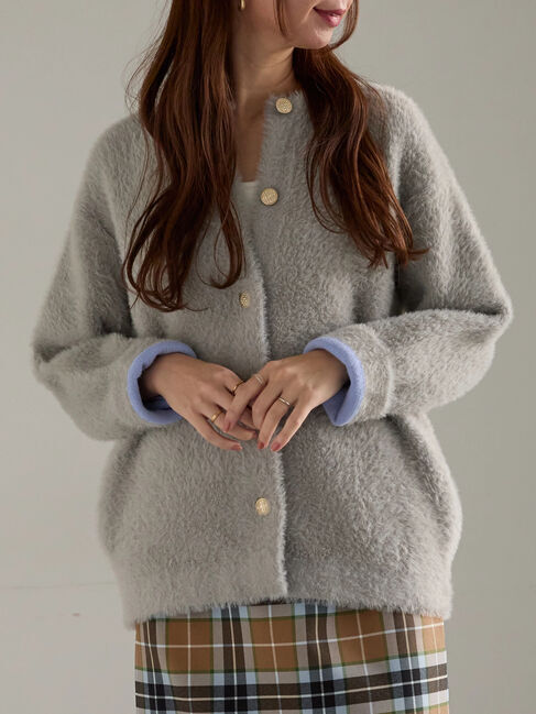 Te chichi「【R by Te chichi】ダブルフェイスフェザーカーディガン《2025winter catalog item》」|カーディガン|グレー
