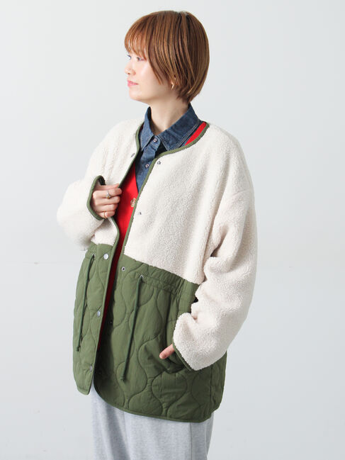 Lugnoncure「ボアキルト切替コート」|その他|カーキ