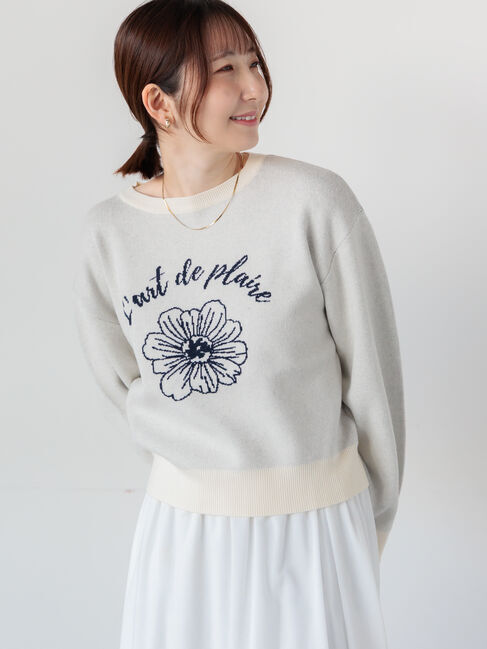 Te chichi TERRASSE「フラワーモチーフロゴニット」|ニット・セーター|オフホワイト