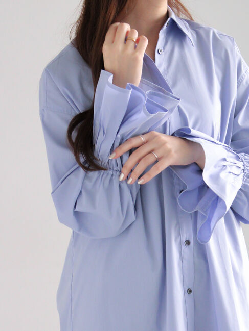 Te chichi「【宮本茉由着用】ピンタックフレアカフスシャツ」|シャツ・ブラウス|サックスブルー