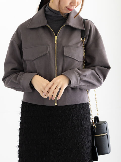 Te chichi「スウェードジップブルゾン」|ブルゾン・スタジャン|モカ