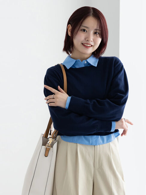 Te chichi「コンパクトクルーネックニット」|ニット・セーター|ネイビー