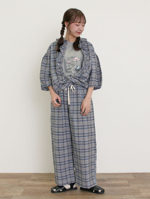 Samansa Mos2「【Cross&times;Linen】フリルブラウス」|シャツ・ブラウス|