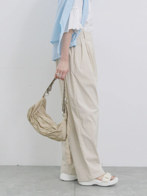 Samansa Mos2 blue「ストレッチタックカーブパンツ」|その他|