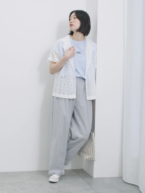 Samansa Mos2 blue「ストレッチタックカーブパンツ」|その他|