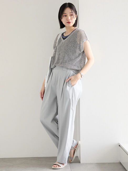 Samansa Mos2 blue「メランジラメメッシュニットベスト」|ニット・セーター|