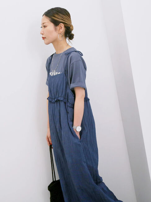 Samansa Mos2 blue「【接触冷感】ロゴプリントTシャツ」|Tシャツ・カットソー|