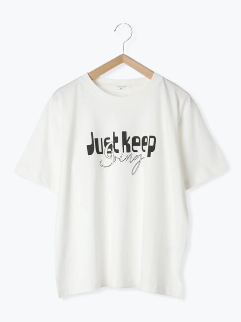 Samansa Mos2 blue「【接触冷感】ロゴプリントTシャツ」|Tシャツ・カットソー|