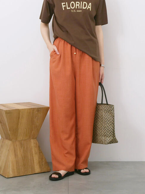 Samansa Mos2 blue「リネンタッチイージーパンツ」|その他|オレンジ