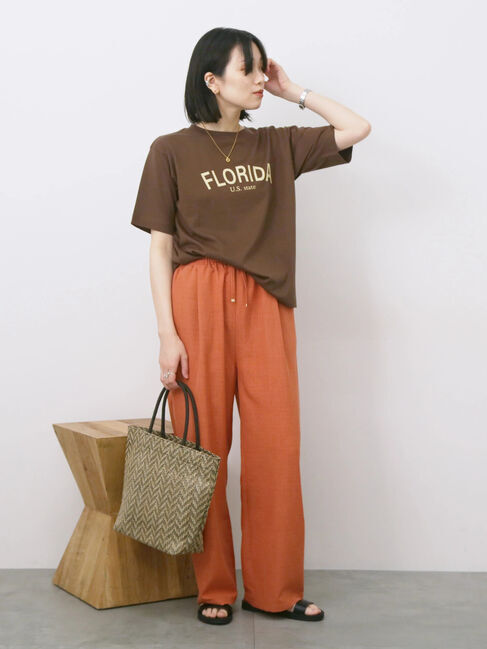 Samansa Mos2 blue「リネンタッチイージーパンツ」|その他|