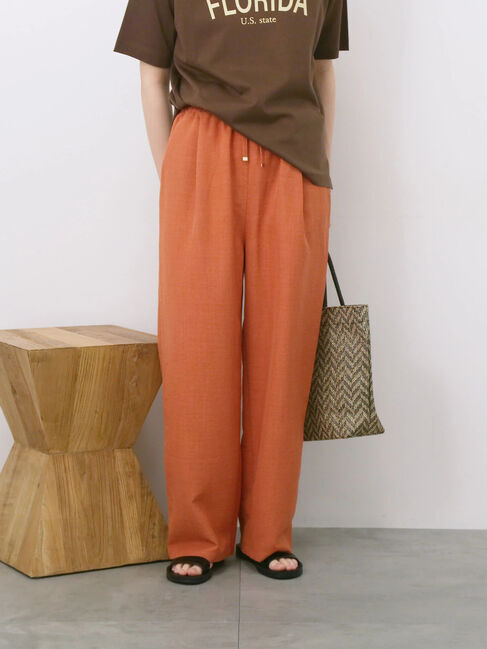 Samansa Mos2 blue「リネンタッチイージーパンツ」|その他|