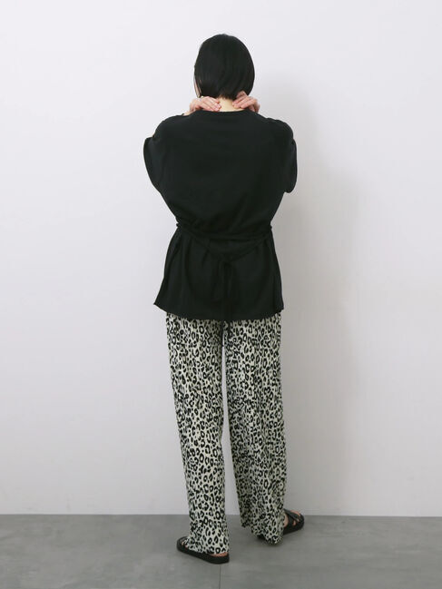 Samansa Mos2 blue「◎【接触冷感】ウエストリボンTシャツ」|Tシャツ・カットソー|