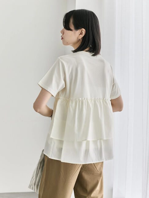 Samansa Mos2 blue「【接触冷感】ドッキングティアードプルオーバー」|Tシャツ・カットソー|