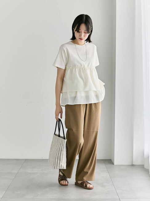 Samansa Mos2 blue「【接触冷感】ドッキングティアードプルオーバー」|Tシャツ・カットソー|