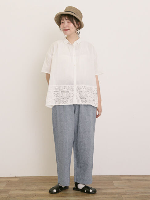 Samansa Mos2「インド裾レースシャツ」|シャツ・ブラウス|