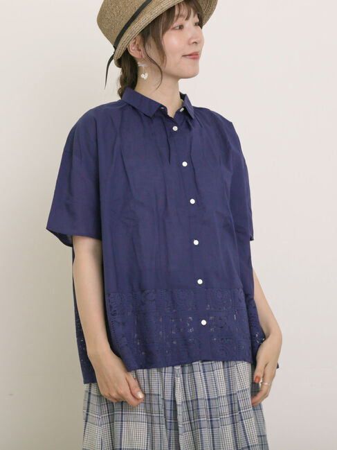 Samansa Mos2「インド裾レースシャツ」|シャツ・ブラウス|