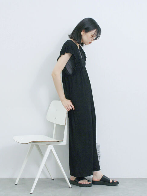 Samansa Mos2 blue「楊柳ワイドロンパース」|その他|