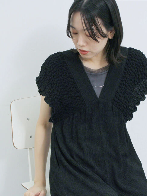 Samansa Mos2 blue「楊柳ワイドロンパース」|その他|