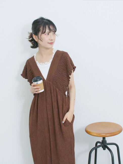 Samansa Mos2 blue「楊柳ワイドロンパース」|その他|