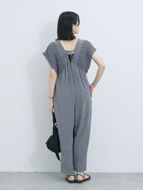 Samansa Mos2 blue「楊柳ワイドロンパース」|その他|
