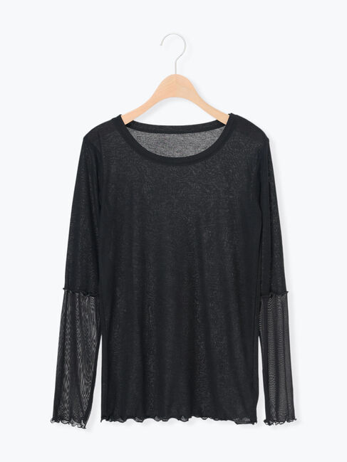 Samansa Mos2「袖シアー切替メローカットソー」|Tシャツ・カットソー|